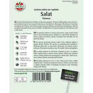 Samenpackung Sperli Kopfsalat Florence, ideal für den Anbau im Garten.