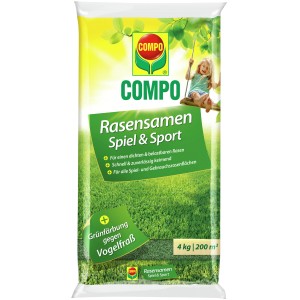 Compo Rasensamen Spiel & Sport, 4kg Packung für strapazierfähigen Rasen.