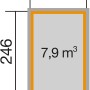 Grundriss Weka Holz-Gartenhaus Schwedenrot, 162x246 cm, 7,9 m³ Volumen.