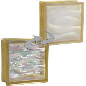 BM Glasstein Aqua Perlmutt Gold 1-Seitig Satiniert 19 cm x 19 cm x 8 cm