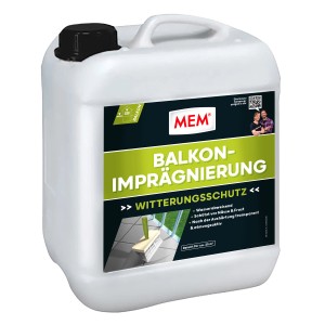 Weißer Kanister MEM Balkon-Imprägnierung 5 l für Bauabdichtung und Wetterschutz.