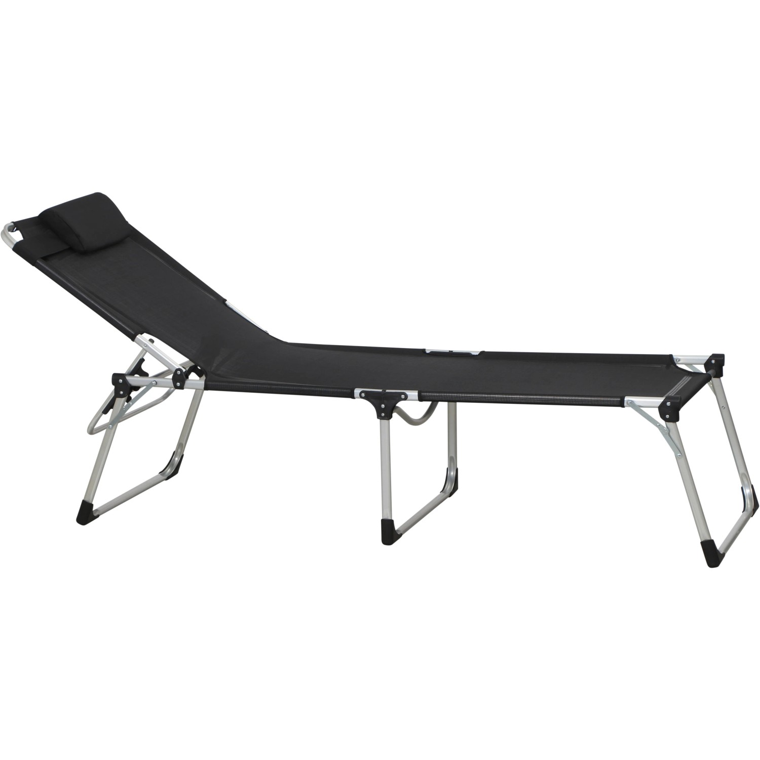 Schwarze Siena Garden Dreibeinliege Sole, Alu-Gestell, 214x70x45 cm. Sonnenliege für Garten & Balkon.