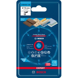 Bosch Expert Trennscheibe Carbide Multi Wheel, 76 mm, für Winkelschleifer zum Schneiden von Holz, Kunststoff und Trockenbau.