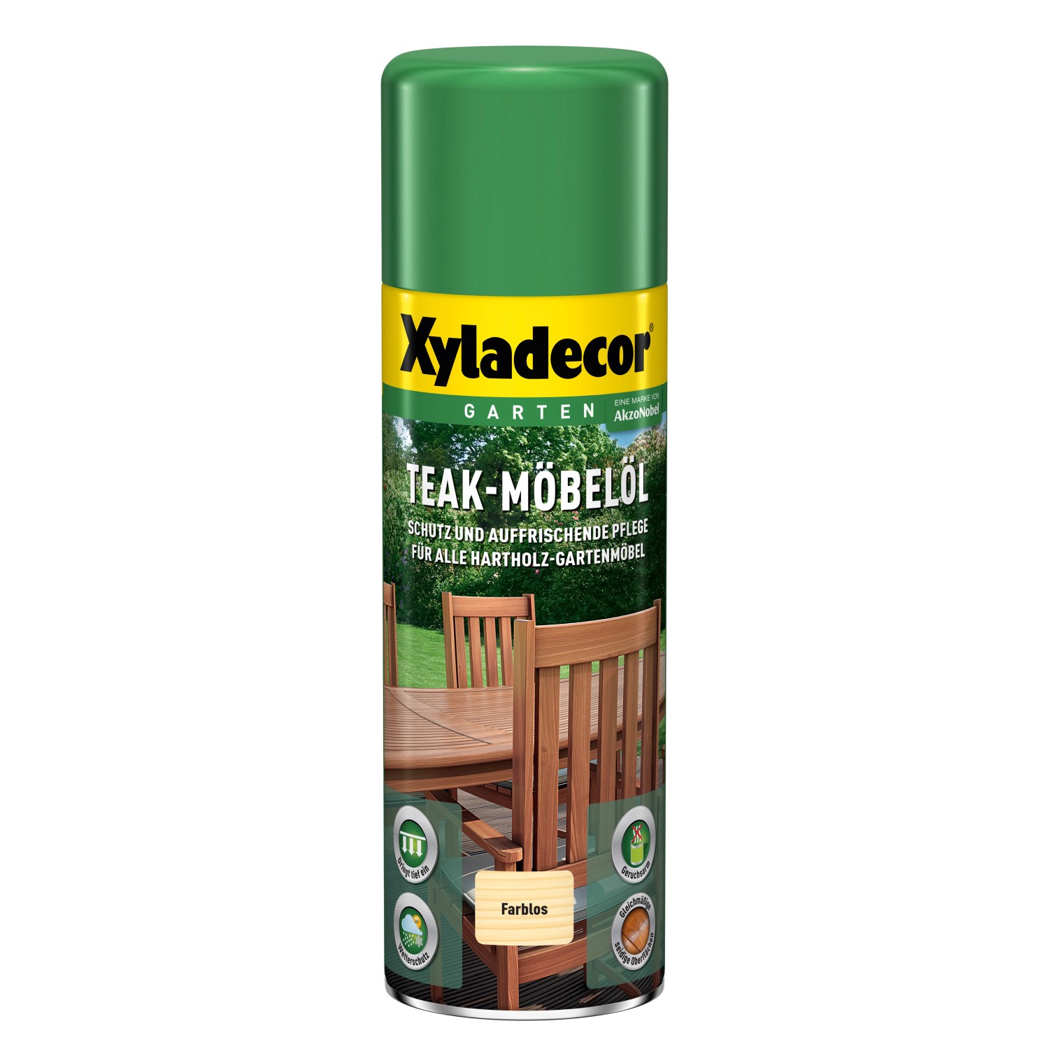 Xyladecor Teak-Möbelöl farblos 500ml Dose für die Pflege und Schutz von Teakholz Gartenmöbel.