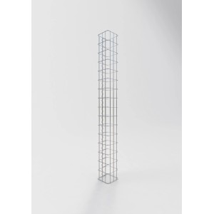 Leere, eckige Gabiona Gabionen-Säule, 160 cm hoch, Maschenweite 5x10 cm, zur individuellen Befüllung.