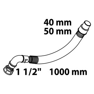Weißer Kirchhoff Verlängerungsschlauch, 1000 mm lang, 44,9 mm (1 1/2 IG) Anschluss für Spüle.