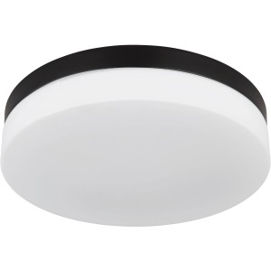 Globo Außenleuchte, 3-flammig, schwarz matt, Ø 30cm. Runde Deckenleuchte für den Außenbereich.