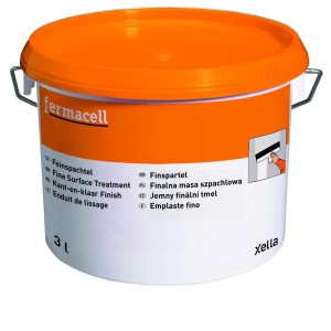 Fermacell Feinspachtel, 3 Liter Eimer mit orangem Deckel.