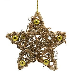Stern aus Rattan Natur Gold 10 cm