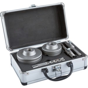 LUX Bohrkronen-Set, 6-teilig, im Alukoffer: Bohrkronen, Zentrierbohrer und Adapter für Stein, Mauerwerk und Beton.