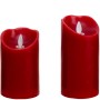 4 rote LED-Kerzen im Set mit schwingender Flamme, dimmbar und mit Fernbedienung.