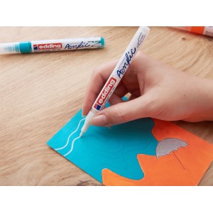 Hand bemalt Karte mit Edding 5000 Acrylmarker in Türkis. Acrylfarbe für Leinwand, Papier und Holz.