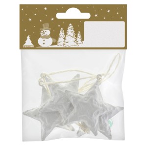 4 Anhänger Stern aus Metall Weiß 5 cm