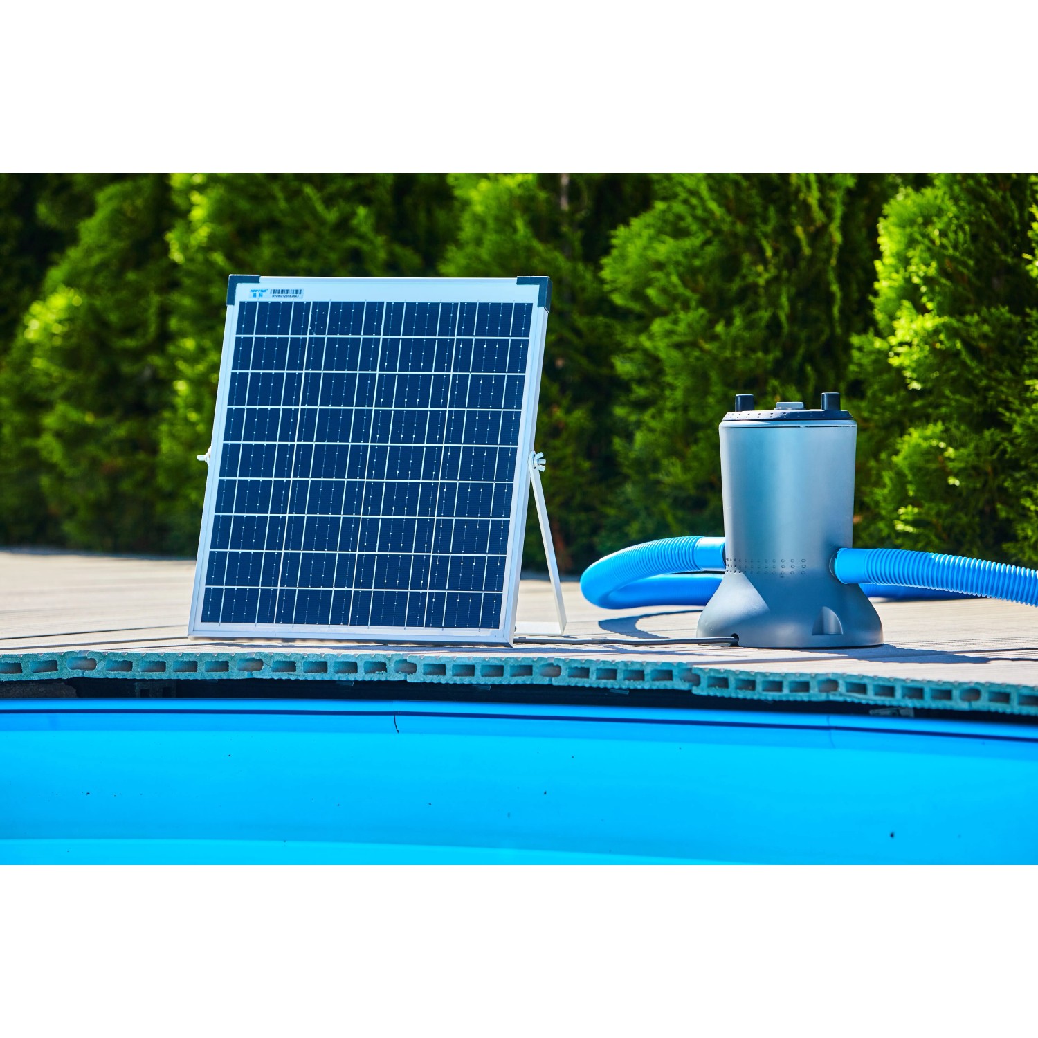 Summer Fun Solar-Pool-Kartuschenfilteranlage mit Solarmodul und Pumpe für Pools bis 5m³.