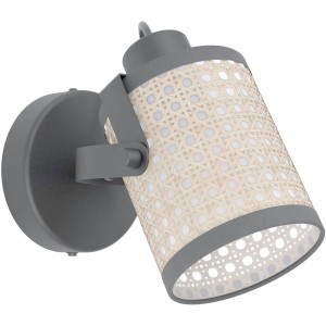 Eglo Spot Ruscomb: Deckenleuchte in Schwarz/Natur mit geflochtenem Lampenschirm.