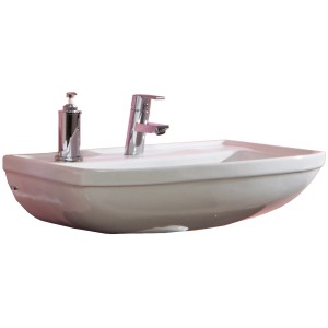 Fackelmann Waschbecken Montreal, 60 cm, Weiß, mit Armatur und Seifenspender.