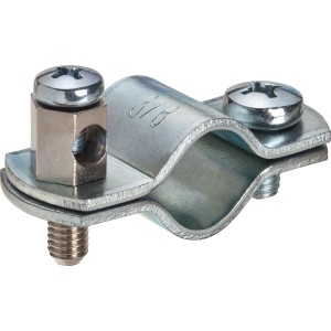 Erdungsschelle, verzinkt, silberfarben, 15-18 mm (3/8), für Elektroinstallationen.