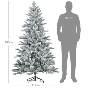 HOMCOM künstlicher Weihnachtsbaum 180 cm, schneebedeckt, mit Metallständer. Perfekte Weihnachtsdekoration.