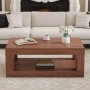 okwish Couchtisch mit MDF Doppelschicht Wohnzimmer Lager Regal 93x53x45cm Walnuss_3