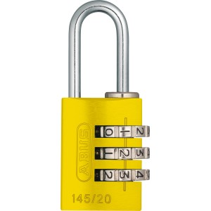 Gelbes Abus 145/20 Rainbow Zahlenschloss mit 3-stelligem Code.