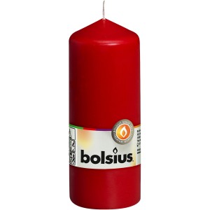 Rote Stumpenkerze (150/58) von Bolsius, ideal für stimmungsvolle Beleuchtung.
