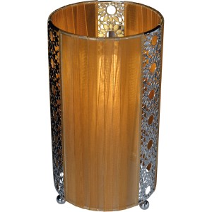 Näve Tischleuchte Dandy Cappuccino: Design-Tischlampe aus Textil mit floralem Muster und Schnurschalter.