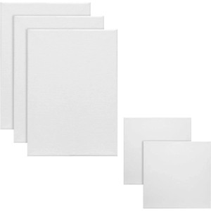 Keilrahmen Set: 5 weiße Leinwände in verschiedenen Größen für Künstlerfarben.