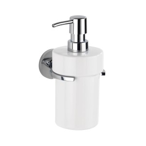 Wenko Isera Seifenspender, 360ml, silber glänzend, zur Wandmontage im Bad.