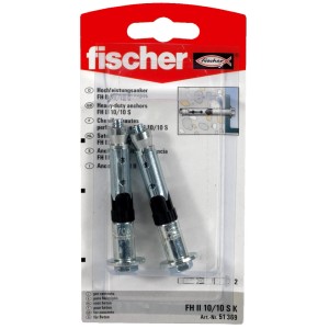 Fischer Hochleistungsanker FH II 10/10 S K, 2 Stück, mit Sechskantschraube für sichere Befestigungen.
