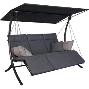 Angerer Hollywoodschaukel Swing Smart Stone, 3-Sitzer mit Liegefunktion und Sonnendach.