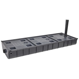 WaterUps Bewässerungsbox, unterirdisch, 134x47cm, schwarz, für Hochbeete. Wasserspeichersystem mit Zulaufrohr.