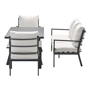 4-teiliges Lounge-Dining Sofa Set Carbon Black Desert Sand für den Garten.