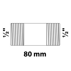 Kirchhoff Rohrdoppelnippel, 21 mm (1/2 AG) x 80 mm, verzinkt, für Temperguss-Fittings.
