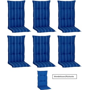 Beo Sitzauflage Hochlehner Tovarnik 6er-Set Blau-Weiß gestreift