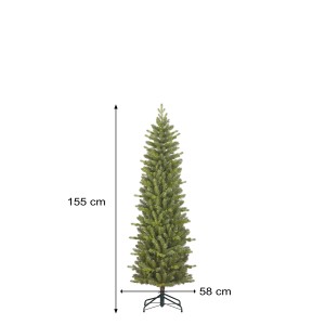 Schlanker, grüner Black Box Trees Weihnachtsbaum Harma Pilar, 155 cm hoch, ideal für kleine Räume.