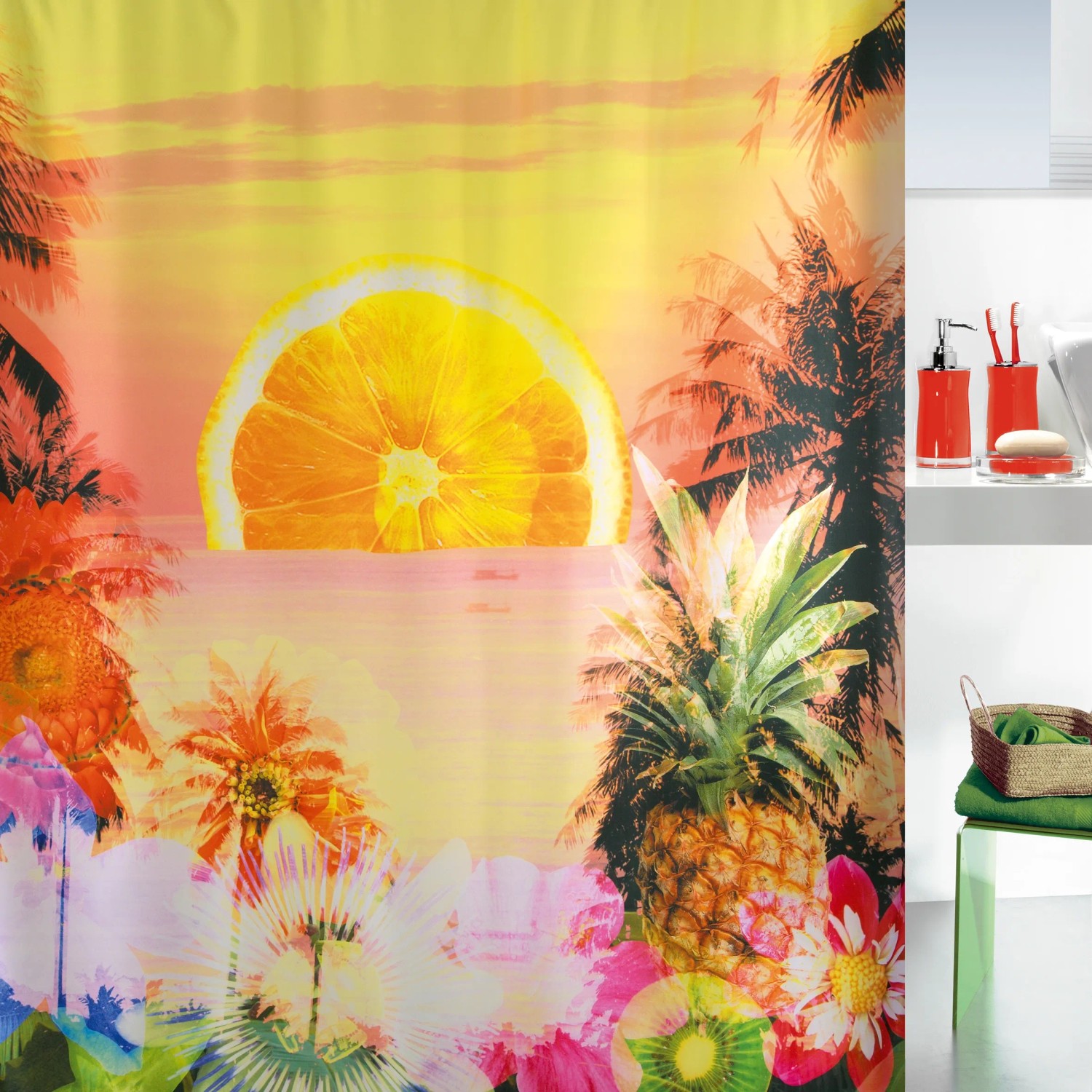 Spirella Duschvorhang Pittore Multicolor – Textil, Wasserbeständig, 240 X 180 Cm, Inkl. Metallösen