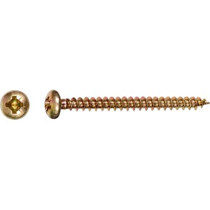 Gelb verzinkte Spanplattenschraube 4x50 mm mit Halbrundkopf und PZ-Antrieb, 12 Stück.