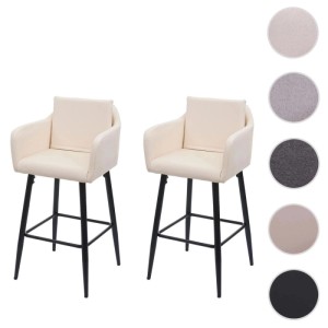 2er-Set Barhocker mit Kunstlederbezug in Creme-Beige und schwarzem Metallgestell.