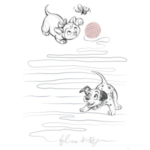 Komar Wandbild Disney Animals Dogs and Cats Playground 30 cm x 40 cm Weiß