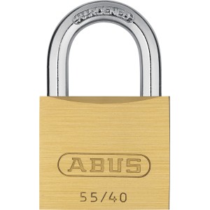 Abus Messing-Vorhangschloss 55/40 mit gehärtetem Stahlbügel.