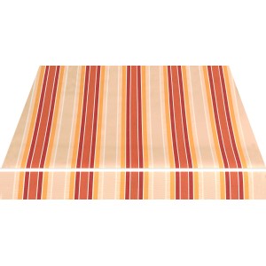 Gelenkarmmarkise Star Fix, 350x250 cm, orange-rot gestreift. Markise mit Neigungswinkel für Terrasse & Balkon.