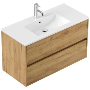 Posseik Badmöbel Limes und Waschtisch 2 Greifraum Auszüge 100 cm Eiche Gold