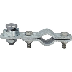 E2 Elektro Anschlussklemme für Tiefenerder, Rund, Stahl feuerverzinkt.