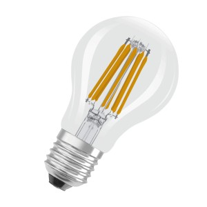 Osram LED-Lampe E27 in Glühlampenform A100, 7.2W, 2700K. Klare, klassische LED Lampe.