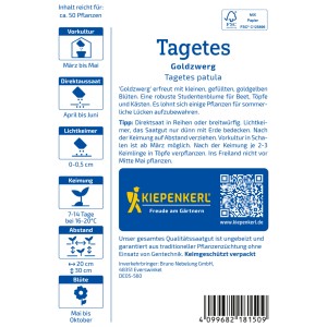Kiepenkerl Studentenblume Goldzwerg Gelb Tagetes Samenpackung