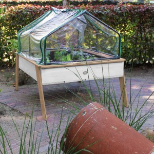 Axi Hochbeet Linda mit Gewächshaus, braun-weiß, 110x94x100cm. Ideal für Garten & Terrasse.