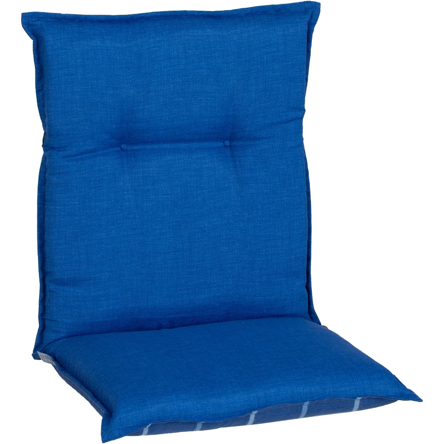Blau gestreiftes Beo Niedriglehner-Saumkissen Tovarnik Turin, 98x46x8 cm, für Gartenstühle.