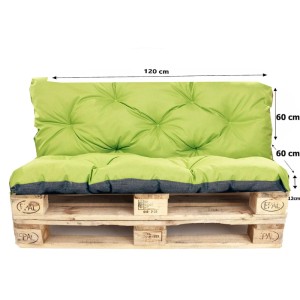 Setgarden Palettenkissen-Set Lemon: Sitzkissen und Rückenkissen 120x60 cm für Palettenmöbel.