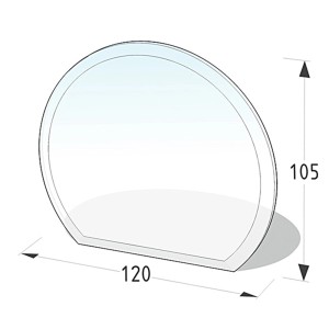 Halbrunde Lienbacher Glasbodenplatte (6mm) für Kaminöfen, transparente Funkenschutzplatte.