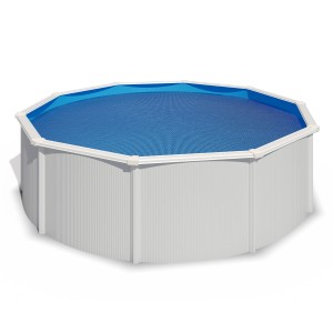 Runder Pool mit Chemoform Solarplane Ø 457 cm, blau. Abdeckung für Aktionsbecken.